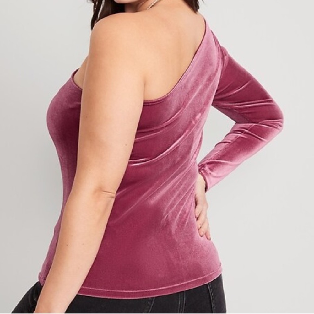 PLUS‎ Old Navy NEW Maeve Velvet One Shoulder Long Sleeve Stretch Blouse Size 2X
